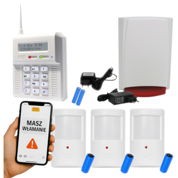 ZESTAW BEZPRZEWODOWY ELMES CB32GB + 3 CZUJKI PTX50 + SYGNALIZATOR WSS GSM