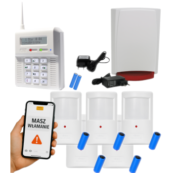 ZESTAW BEZPRZEWODOWY ELMES CB32GB + 5 CZUJEK PTX50 + SYGNALIZATOR WSS GSM