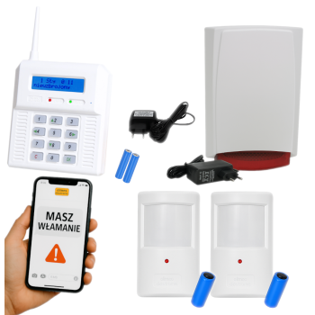 ZESTAW BEZPRZEWODOWY ELMES CB32GN + 2 CZUJKI PTX50 + SYGNALIZATOR WSS GSM