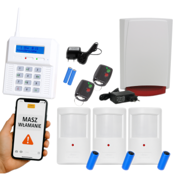 ZESTAW BEZPRZEWODOWY ELMES CB32GN + 3 CZUJKI PTX50 + PILOTY DWB100HT GSM
