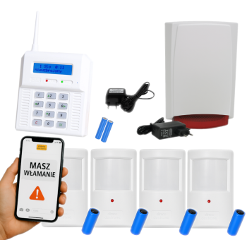 ZESTAW BEZPRZEWODOWY ELMES CB32GN + 4 CZUJKI PTX50 + SYGNALIZATOR WSS GSM