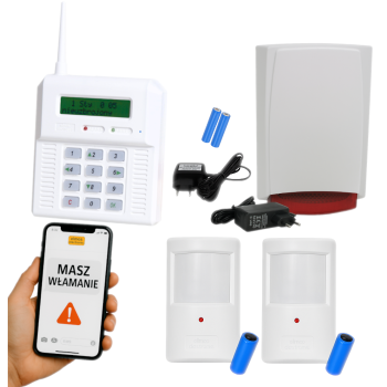 ZESTAW BEZPRZEWODOWY ELMES CB32GZ + 2 CZUJKI PTX50 + SYGNALIZATOR WSS GSM