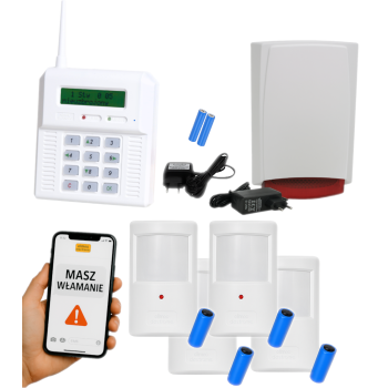 ZESTAW BEZPRZEWODOWY ELMES CB32GZ + 4 CZUJKI PTX50 + SYGNALIZATOR WSS GSM