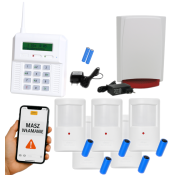 ZESTAW BEZPRZEWODOWY ELMES CB32GZ + 5 CZUJEK PTX50 + SYGNALIZATOR WSS GSM