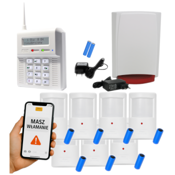 ZESTAW BEZPRZEWODOWY ELMES CB32GB + 7 CZUJEK PTX50 + SYGNALIZATOR WSS GSM