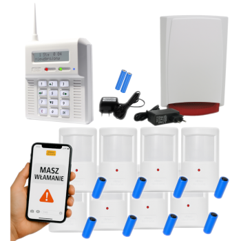 ZESTAW BEZPRZEWODOWY ELMES CB32GB + 8 CZUJEK PTX50 + SYGNALIZATOR WSS GSM