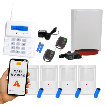 ZESTAW BEZPRZEWODOWY ELMES CB32GN + 4 CZUJKI PTX50 + PILOTY DWB100HT GSM
