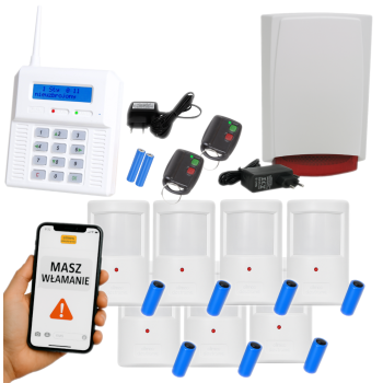 ZESTAW BEZPRZEWODOWY ELMES CB32GN + 7 CZUJEK PTX50 + PILOTY DWB100HT GSM