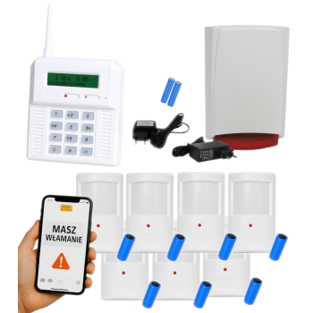 ZESTAW BEZPRZEWODOWY ELMES CB32GZ + 7 CZUJEK PTX50 + SYGNALIZATOR WSS GSM
