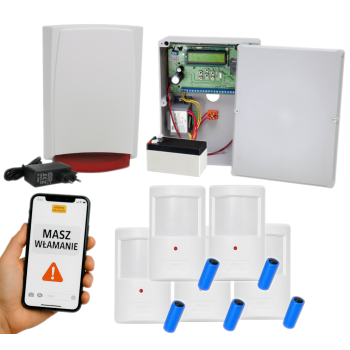 ZESTAW BEZPRZEWODOWY ELMES CBP32S + 5 CZUJEK PTX50 + SYGNALIZATOR WSS