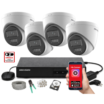 ZESTAW MONITORINGU IP HikVision 6MPx – 4 Kamery Kopułkowe, Dysk 1TB, PoE, Zdalny Dostęp, Akcesoria