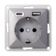 GNIAZDO POJEDYNCZE PODTYNKOWE PEARL Z ŁADOWARKĄ 2xUSB ORNO OR-OE-7705(GS)/USBAC/A IP20 5szt