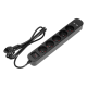 LISTWA PRZECIWPRZEPIĘCIOWA 5x2P+Z Virone PS-6/B/1,5M + 2xUSB PŁASKA WTYCZKA