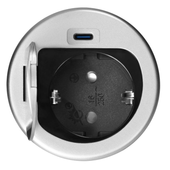 GNIAZDO MEBLOWE ORNO OR-GM-9040(GS) Ø6cm KABEL 1,9m 1xUSB SCHUKO