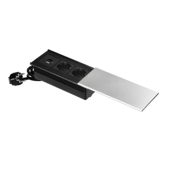GNIAZDO MEBLOWE PODWÓJNE ORNO OR-GM-9043(GS)/G KABEL 1,8m 2x USB SCHUKO