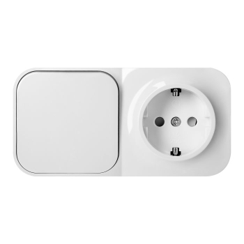 ŁĄCZNIK JEDNOBIEGUNOWY + GNIAZDO POJEDYNCZE NATYNKOWE ToDo ORNO OR-OE-7207(GS)/W/10 SCHUKO IP20 2P+Z 10 SZT.