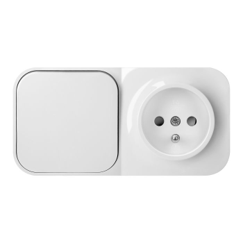 ŁĄCZNIK JEDNOBIEGUNOWY + GNIAZDO POJEDYNCZE NATYNKOWE ToDo ORNO OR-OE-7207/W/10 IP20 2P+Z 10 SZT.